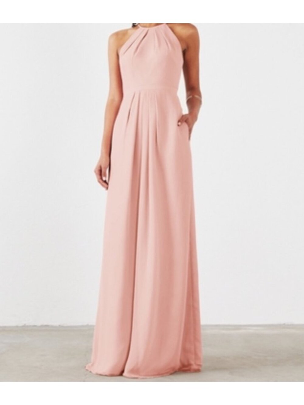 Weddington Way Isabelle Chiffon Halter Maxi Dress in Blush Pink